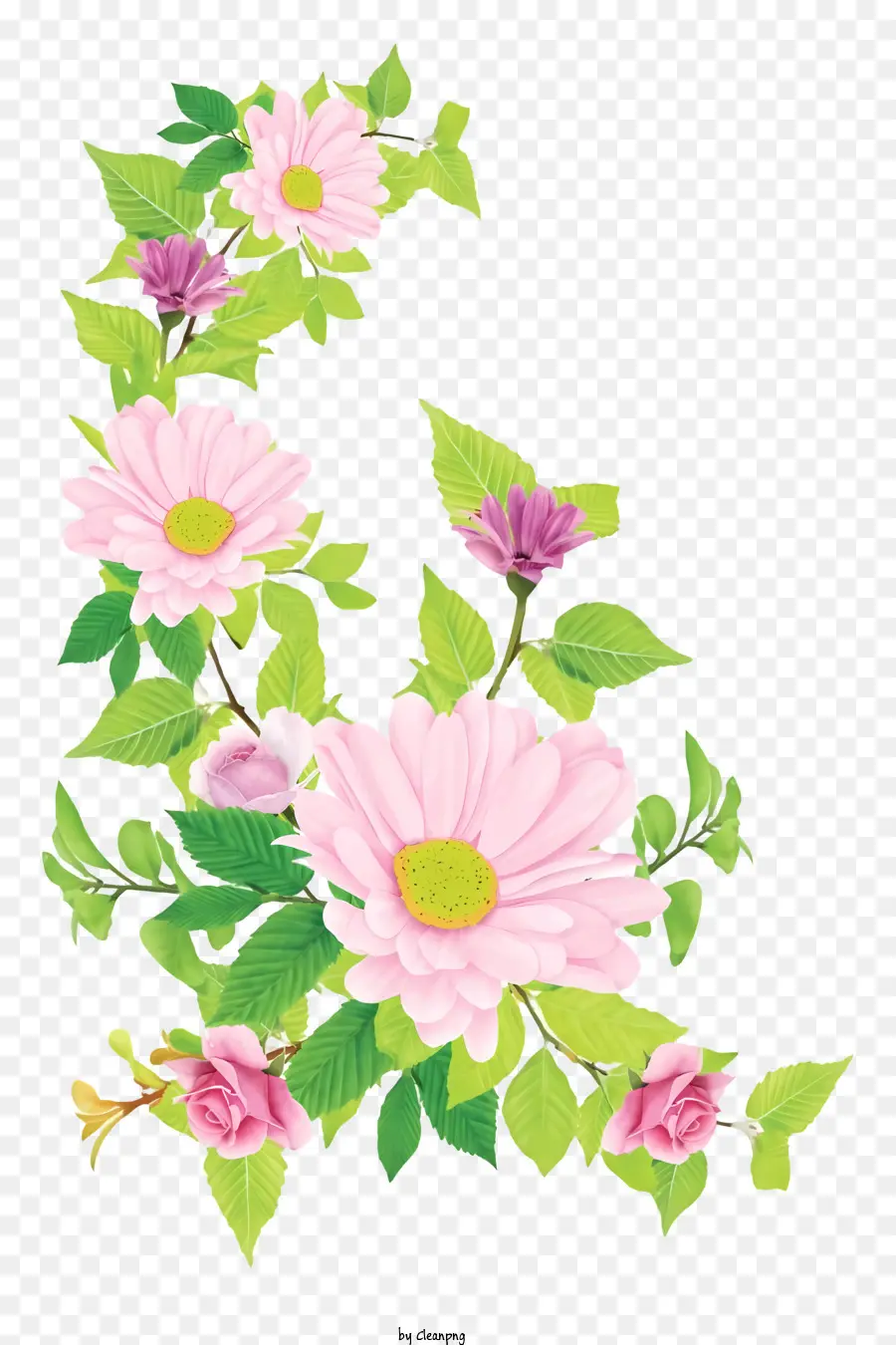 สอนจัดดอกไม้เด็กๆเขาตกลงกัน，ดอกไม้สีชมพูและสีเขียว PNG