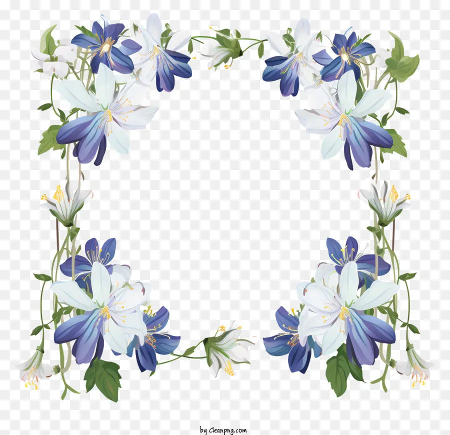 พวงหรีด，สีฟ้าและสีขาวดอกไม้ PNG