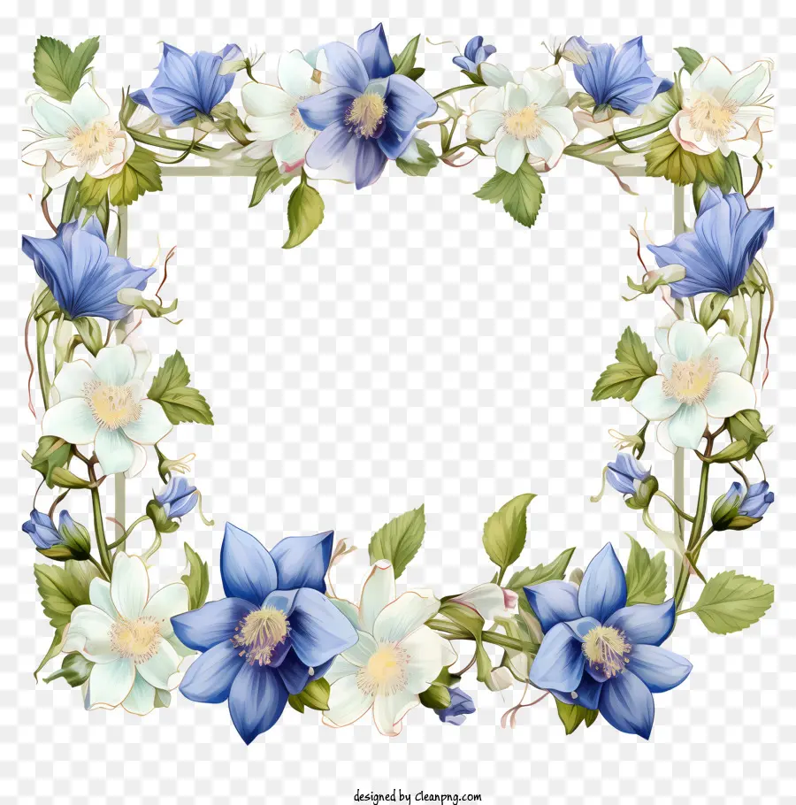 พวงหรีดดอกไม้สีน้ำเงินและสีขาว，สีวาดรูป PNG