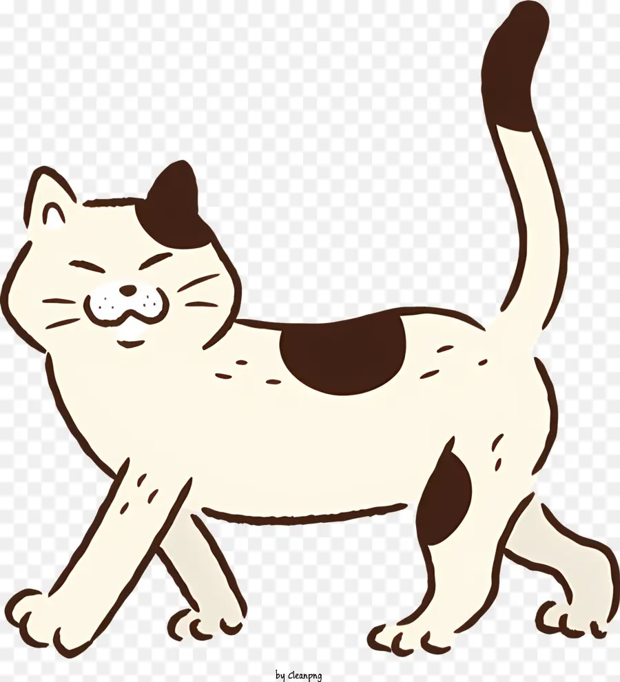 การ์ตูนปักแมว，แมวสีน้ำตาลและขาว PNG