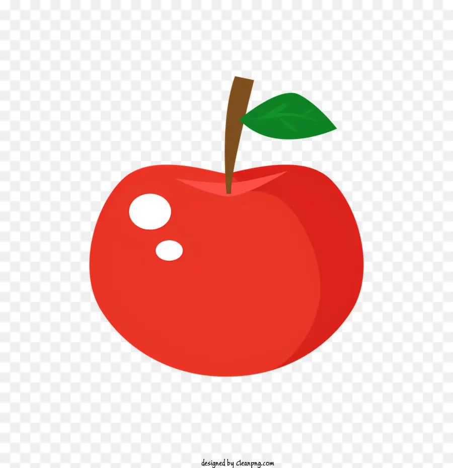 แอปเปิ้ลสีแดง，ใบไม้ติดสีเขียว PNG