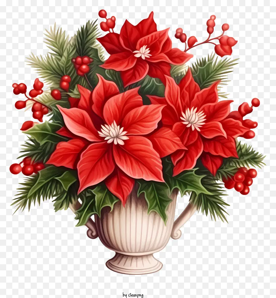 แจกันดอกไม้สีแดง，การจัดเรียง Poinsettia PNG