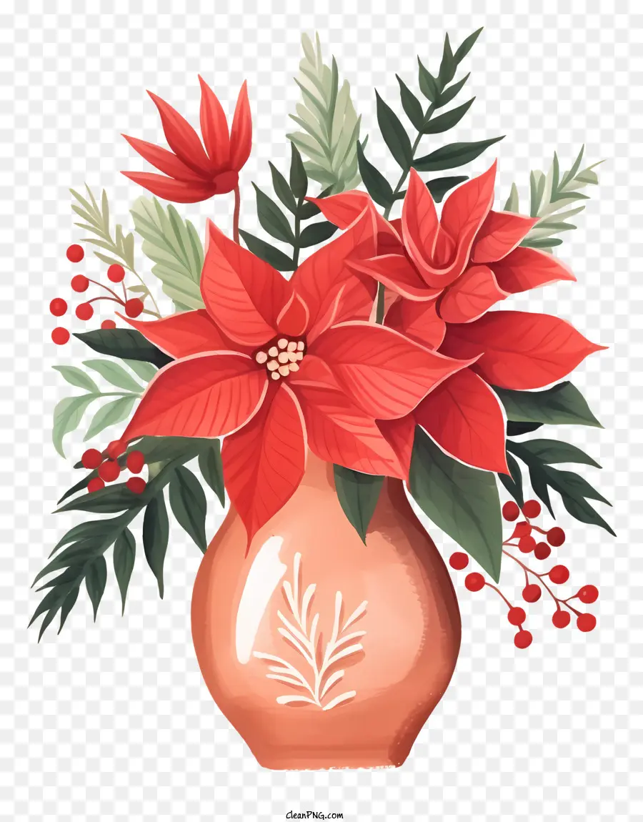 แจกัน，แจกัน Poinsettia PNG