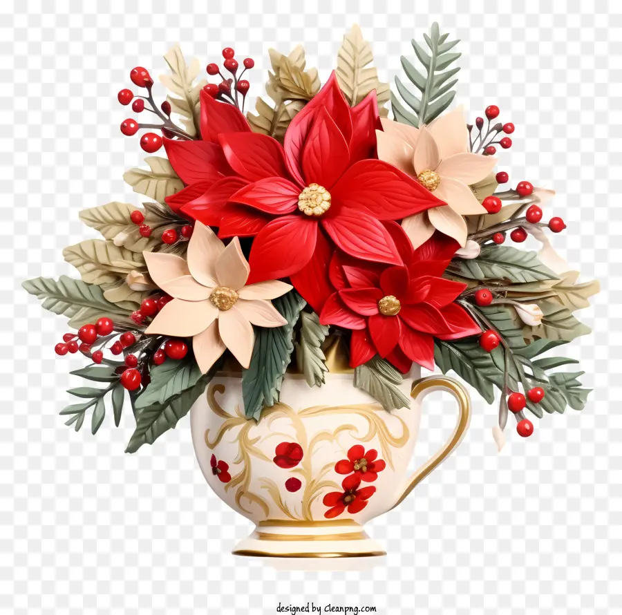 แจกันสีขาวและสีแดง，ดอกไม้สีแดงและสีขาว PNG