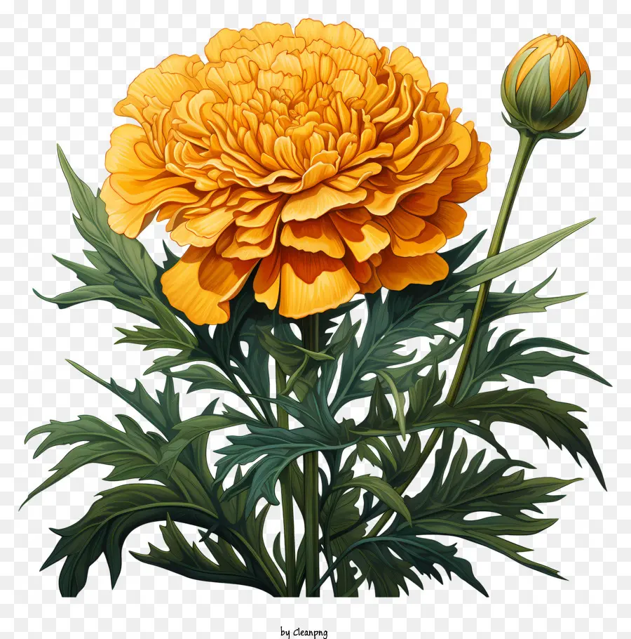 ดอกคาร์เนชั่นซักดอกไม้，กลีบดอกสีเหลืองสดใส PNG