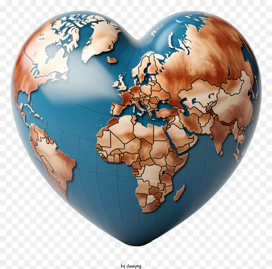 ลูกโลกรูปหัวใจ，โลกแผนที่ PNG