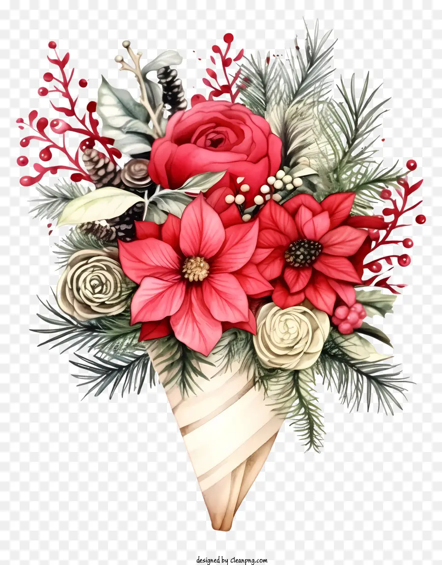 Doodle Christmas Bouquet，ช่อดอกไม้ PNG