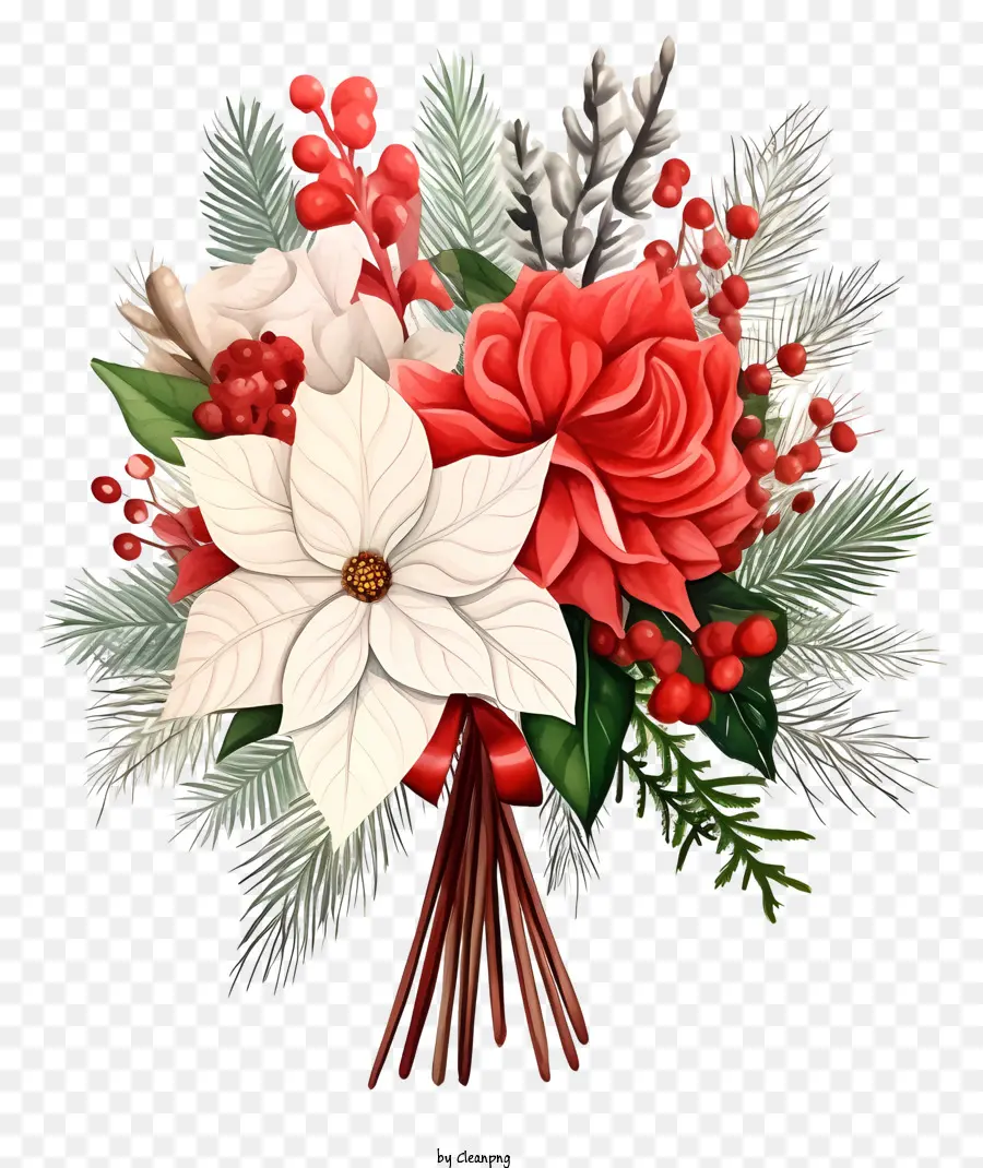 Sketch Christmas Bouquet，ช่อดอกไม้สีขาว PNG