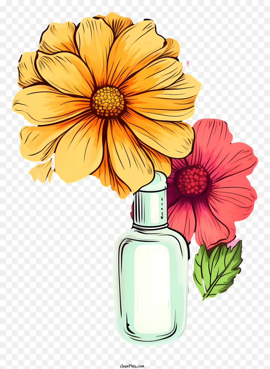 Doodle Flower Essences Therapy，กระจกขวด PNG