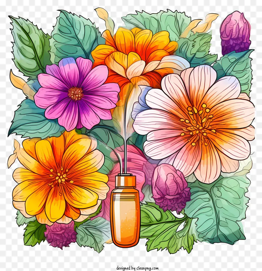 Doodle Flower Essences Therapy，ดอกไม้สีสันสดใส PNG