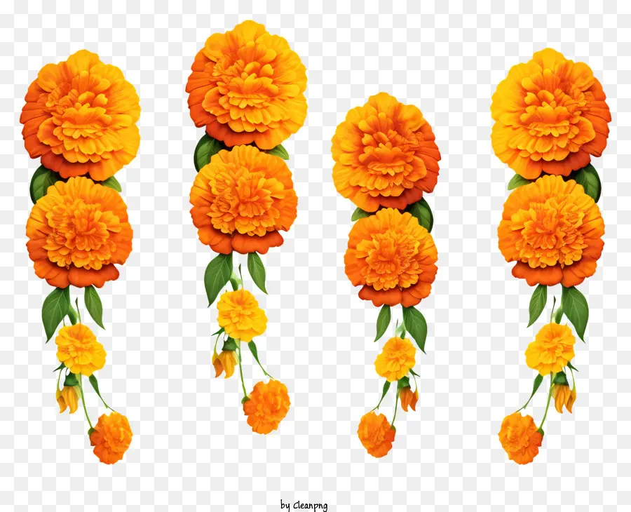 การ์แลนด์ดอกไม้การ์ตูน，ดอกไม้สีส้ม PNG