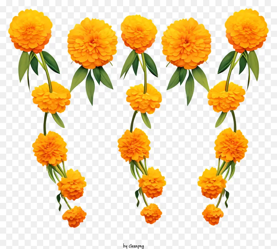 การ์แลนด์ดอกไม้การ์ตูน，ช่อดอกไม้ของสีเหลืองดอกไม้ PNG
