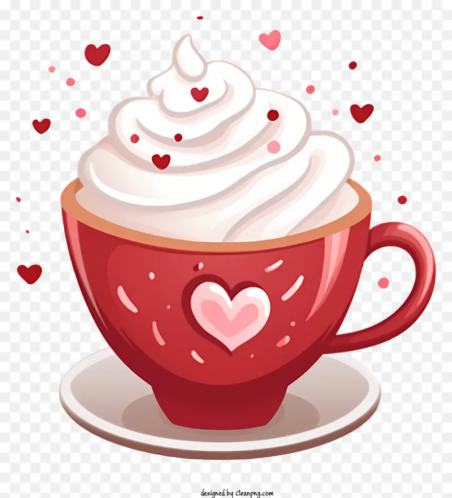 Cartoon Valentines Day Coffee，สีแดงถ้วย PNG