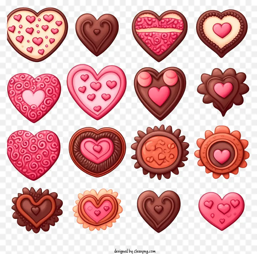 คุกกี้ Doodle Valentines，หัวใจช็อคโกแลต PNG