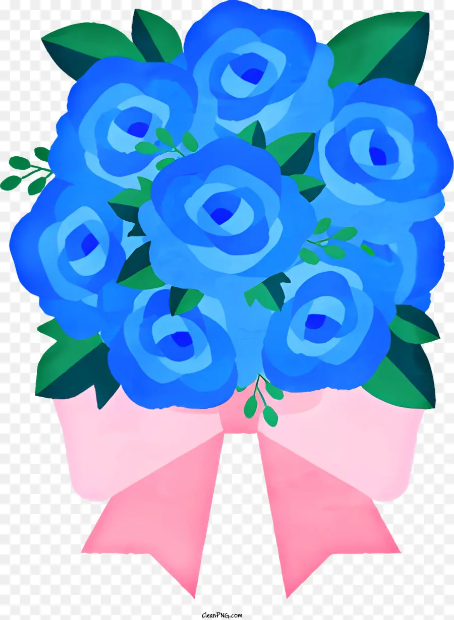 สีน้ำเงินดอกกุหลาบ，ติดโบว์สีชมพู PNG