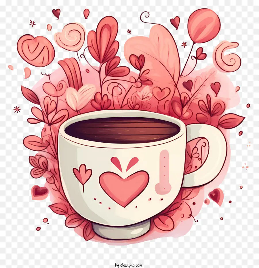 กาแฟ Doodle Valentines Day，ถ้วยกาแฟ PNG
