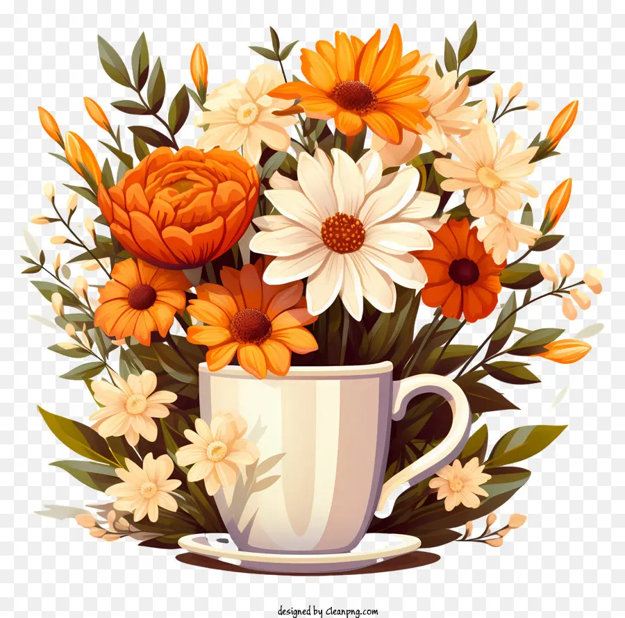 กาแฟดอกไม้，น้องลายครามถ้วย PNG