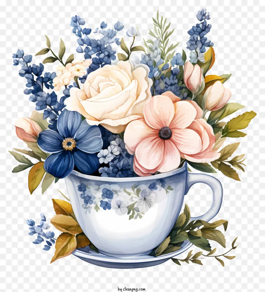 กาแฟดอกไม้，ถ้วยชา PNG