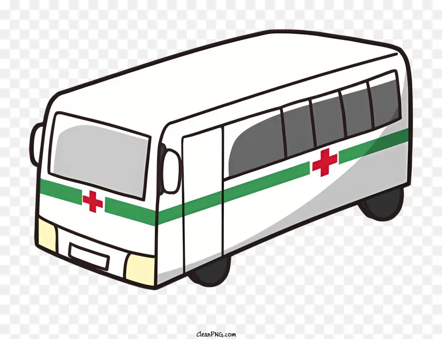 รถพยาบาล，รถพยาบาลสีขาวและสีเขียว PNG