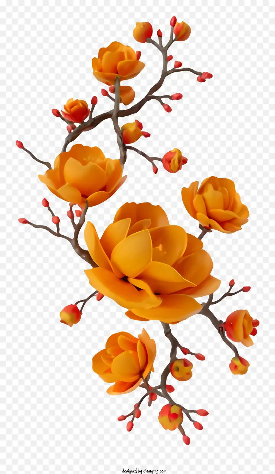 ตูน，ดอกไม้สีส้ม PNG