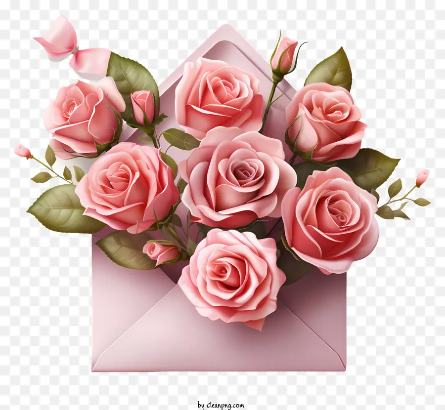 ซองจดหมาย，บดอกกุหลาบสีชมพู PNG