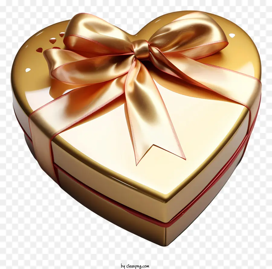 กล่องของขวัญ，กล่องรูปหัวใจทองคำ PNG