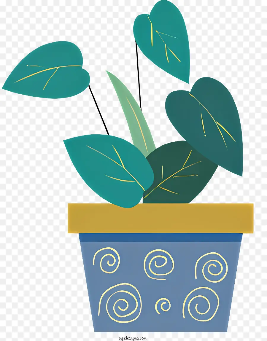 พืชในหม้อสีน้ำเงิน，รูปแบบหมุนบนหม้อ PNG
