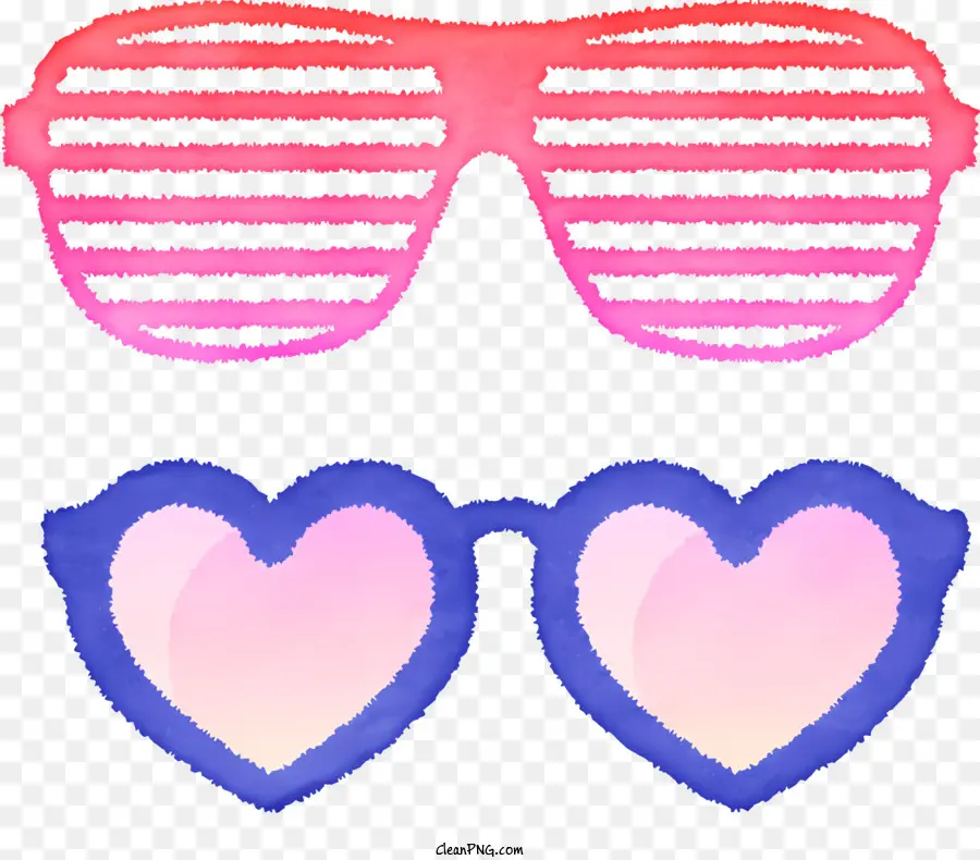 แว่นกันแดดรูปหัวใจ，แว่นกันแดดสีชมพูและสีน้ำเงิน PNG
