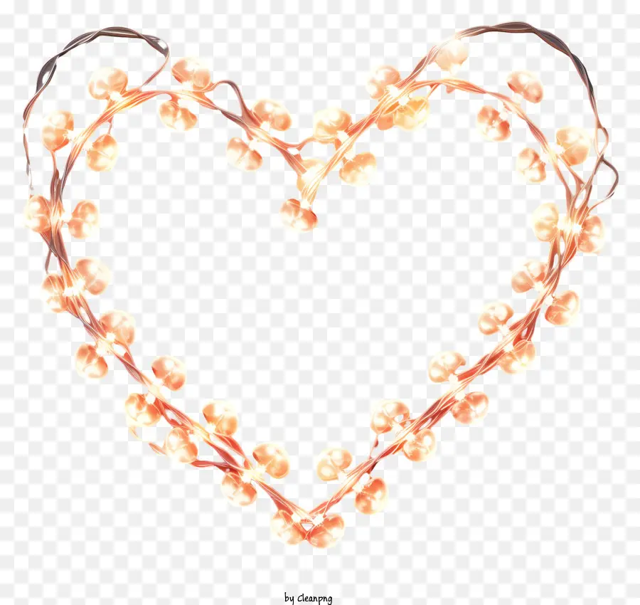 ไฟสตริงรูปหัวใจ，ดอกไม้สีขาวรูปหัวใจ PNG