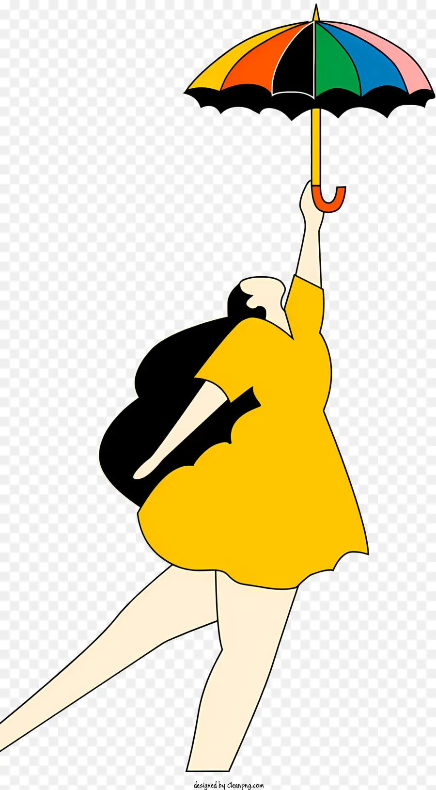ผู้หญิงในชุดสีเหลือง，ร่มหลากสี PNG