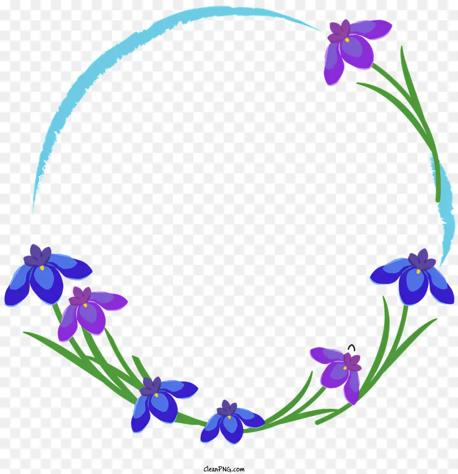 สีน้ำเงิน Wreath，ดอกไม้สีขาว PNG