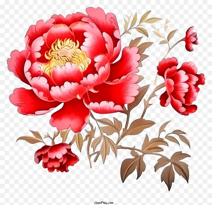 Peony ปีใหม่จีนสีน้ำ，ดอกโบตั๋น PNG