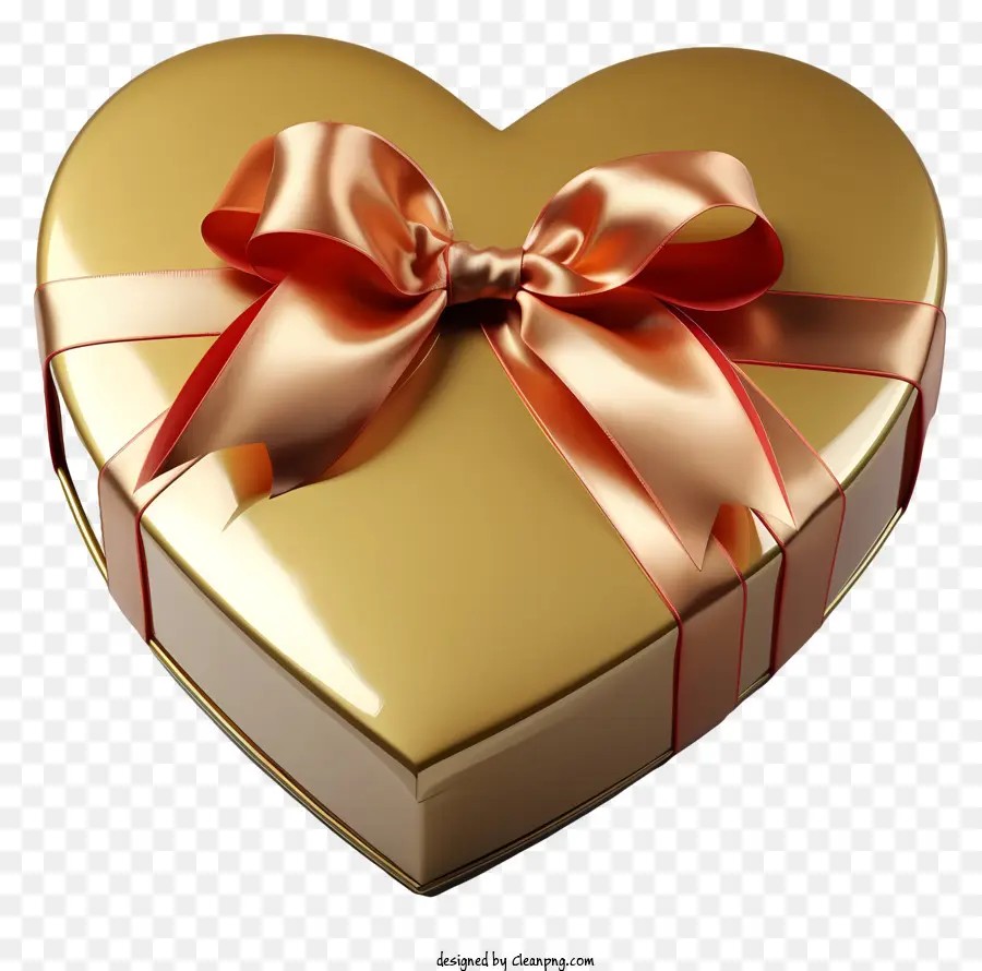 กล่องของขวัญ，กล่องหัวใจทองคำ PNG