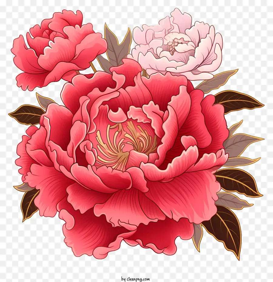 Doodle จีนปีใหม่ Peony，ดอกโบตั๋น PNG