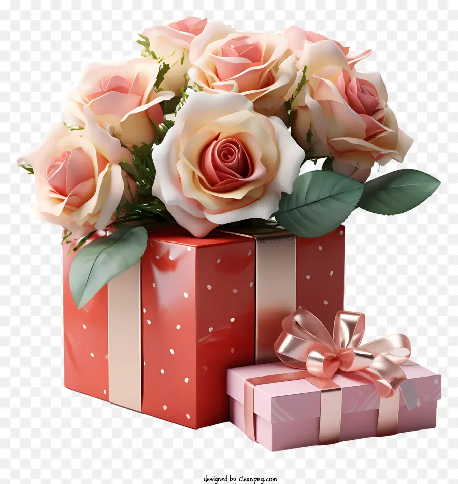 กล่องของขวัญ，ช่อดอกกุหลาบ PNG