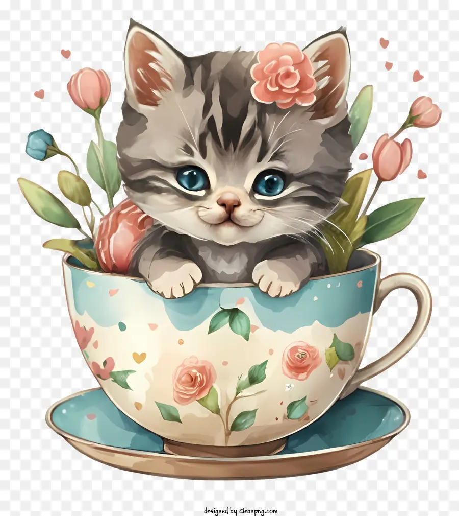 ตูน，ลูกแมวในถ้วยน้ำชา PNG