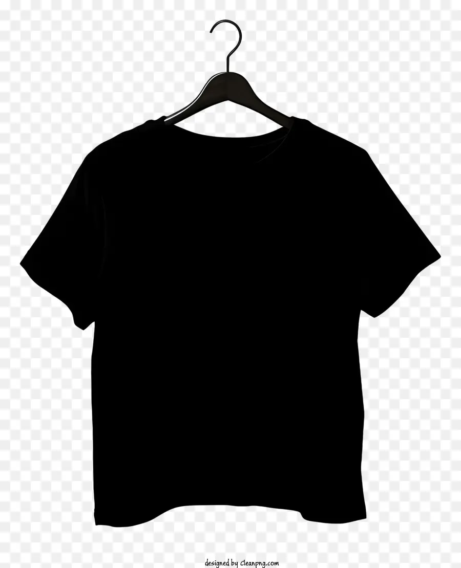 เสื้อยืดสีดำสไตล์แบนบนผ้าแขวนผ้า，สีดำ Tshirt PNG