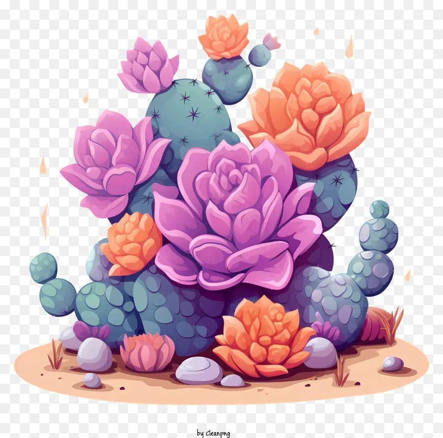 พาสเทล Succulents，กระบองเพชรสีม่วง PNG