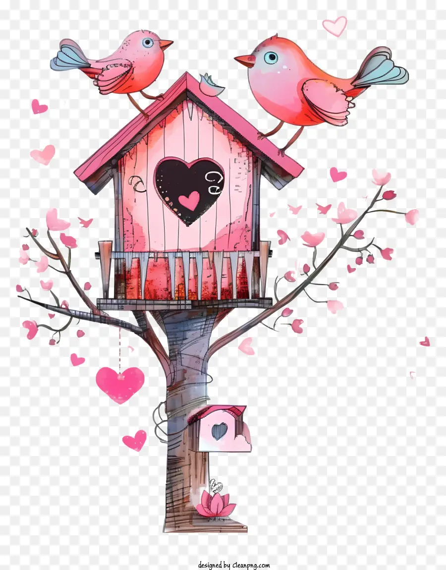 Doodle Valentine Bird House，สี Illustration PNG
