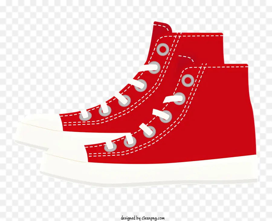 แฟชั่น，รองเท้าผ้าใบด้านบนสูงสีแดง PNG