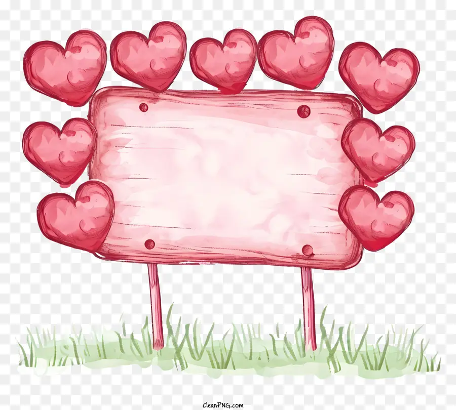 Doodle Valentine Sign Board，เครื่องหมายหัวใจ PNG