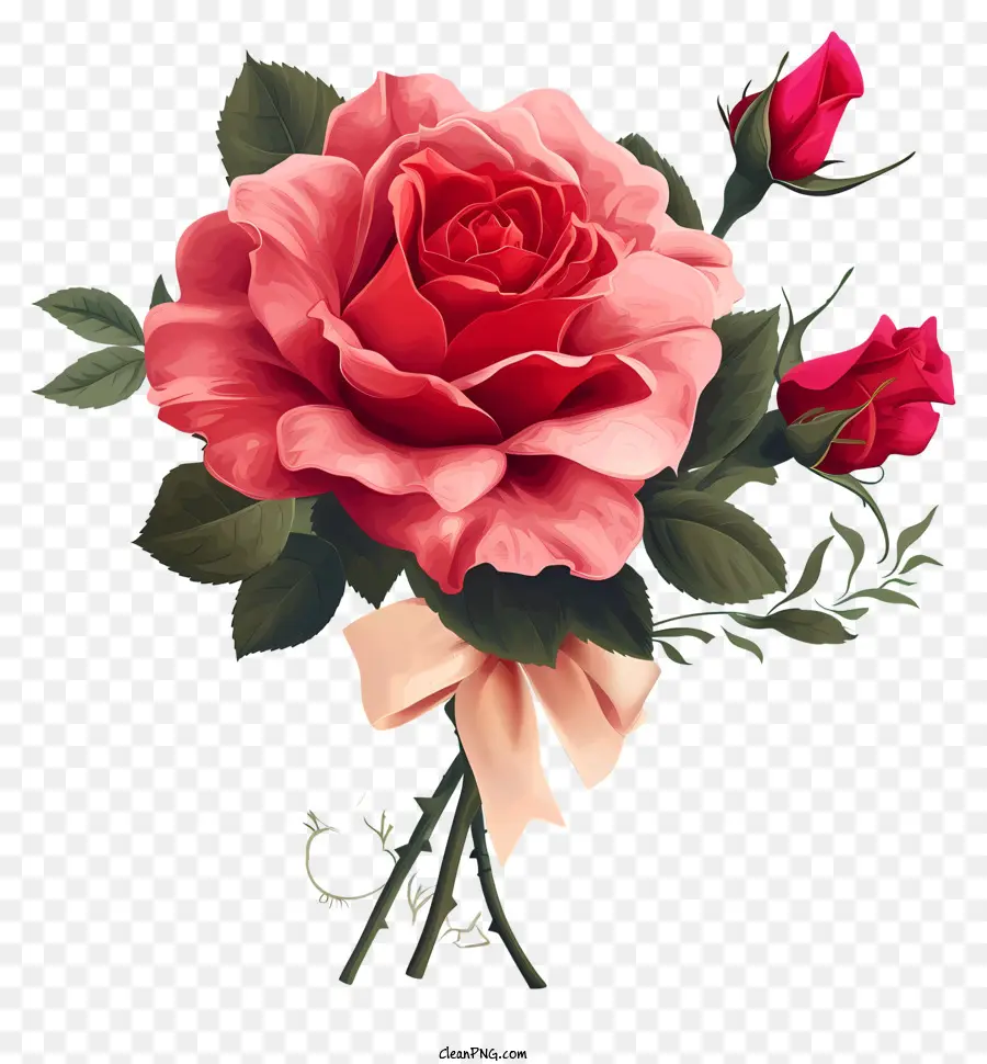 Valentine Rose Illustrate，บดอกกุหลาบสีชมพู PNG