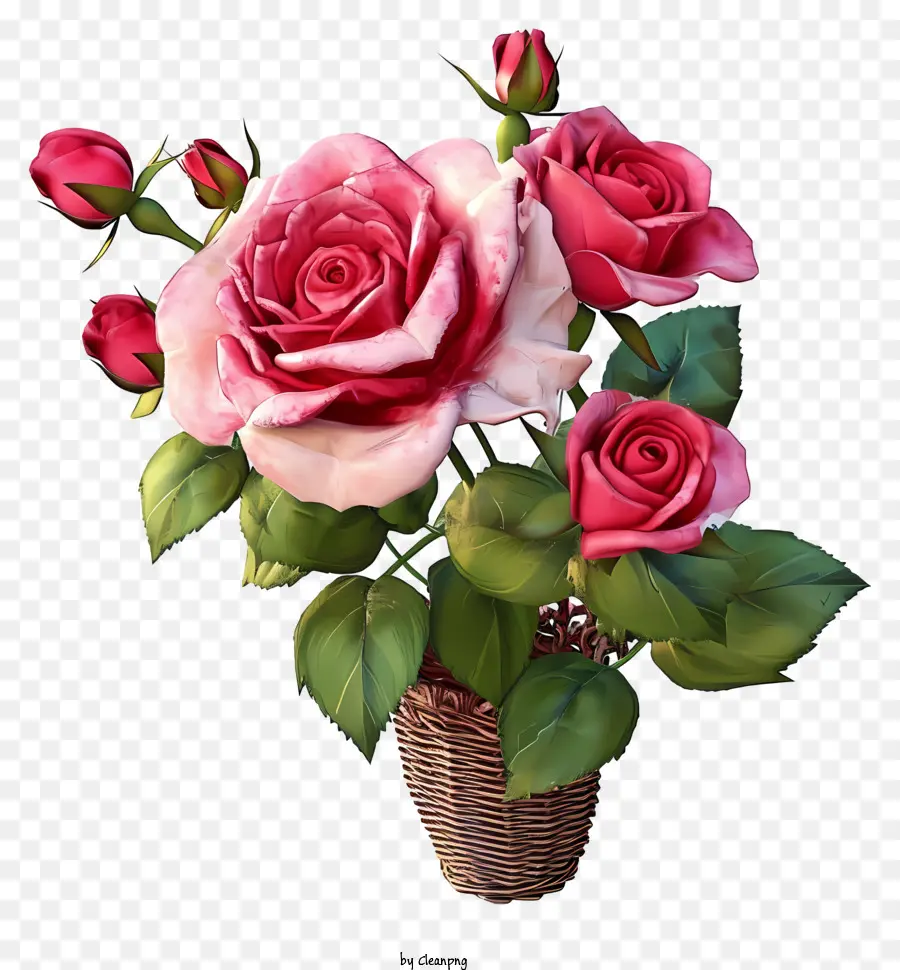 Psd 3d Valentine Rose，กุหลาบสีชมพู PNG