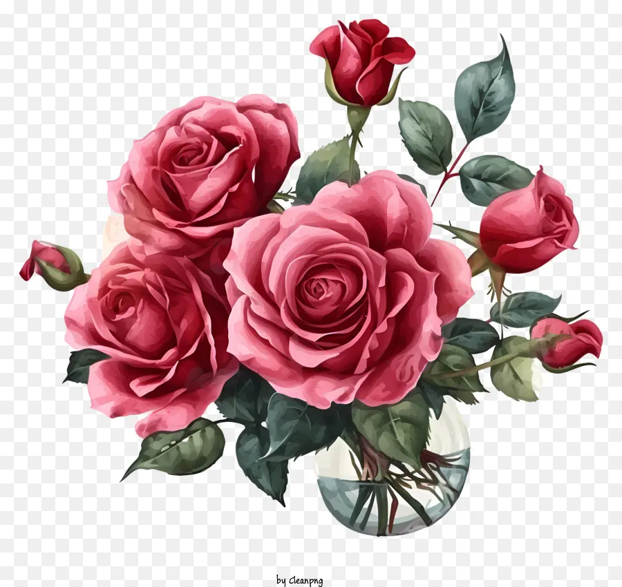 Valentine Rose Bunch Illustrate，ช่อดอกไม้ PNG
