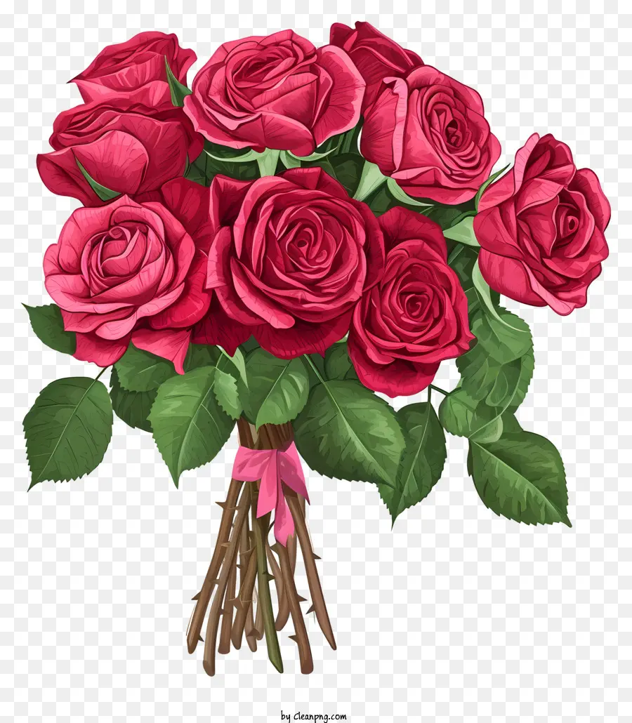 Valentine Rose Bunch Floral Art，กุหลาบแดง PNG