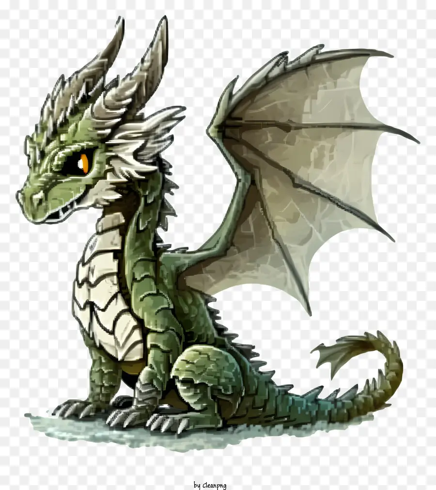 Dragon Illustrate，สีเขียวมังกร PNG