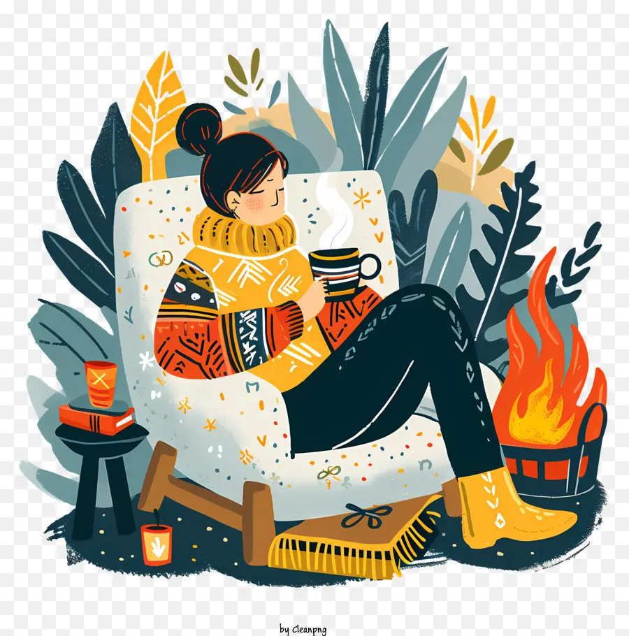 ชีวิต Hygge，ผู้หญิงกับกาแฟ PNG