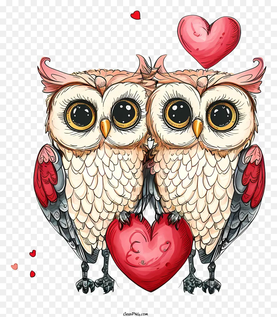 Doodle Valentine Owl，นกฮูกสีชมพู PNG