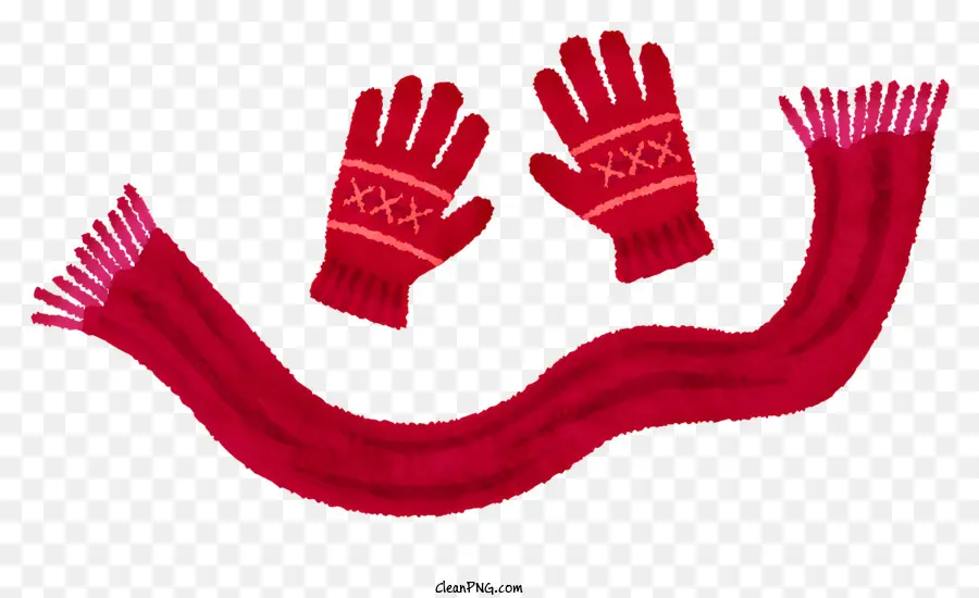 ถุงมือสีแดง，ผ้าพันคอถัก PNG