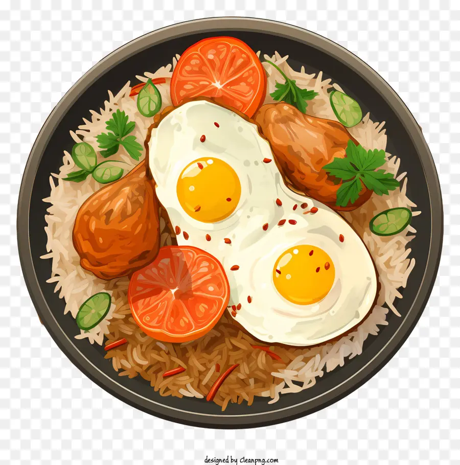 รูปร่างไก่ Biryani，ไข่ทอดและไก่ PNG